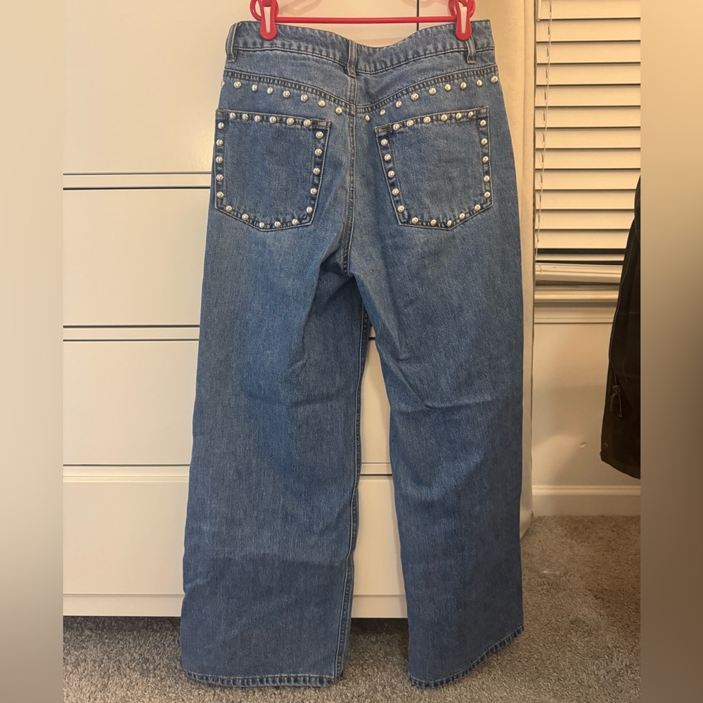 House of Harlow 1960 Blue Studded Flare Jeans - Picture 2 of 7